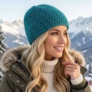 Turquoise Crochet Hat